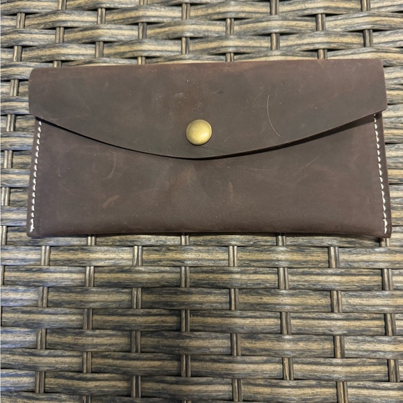 High Quality Brown Leather Multi-function Envelope Wallet Clutch  & Card New - Picture 11 of 13
